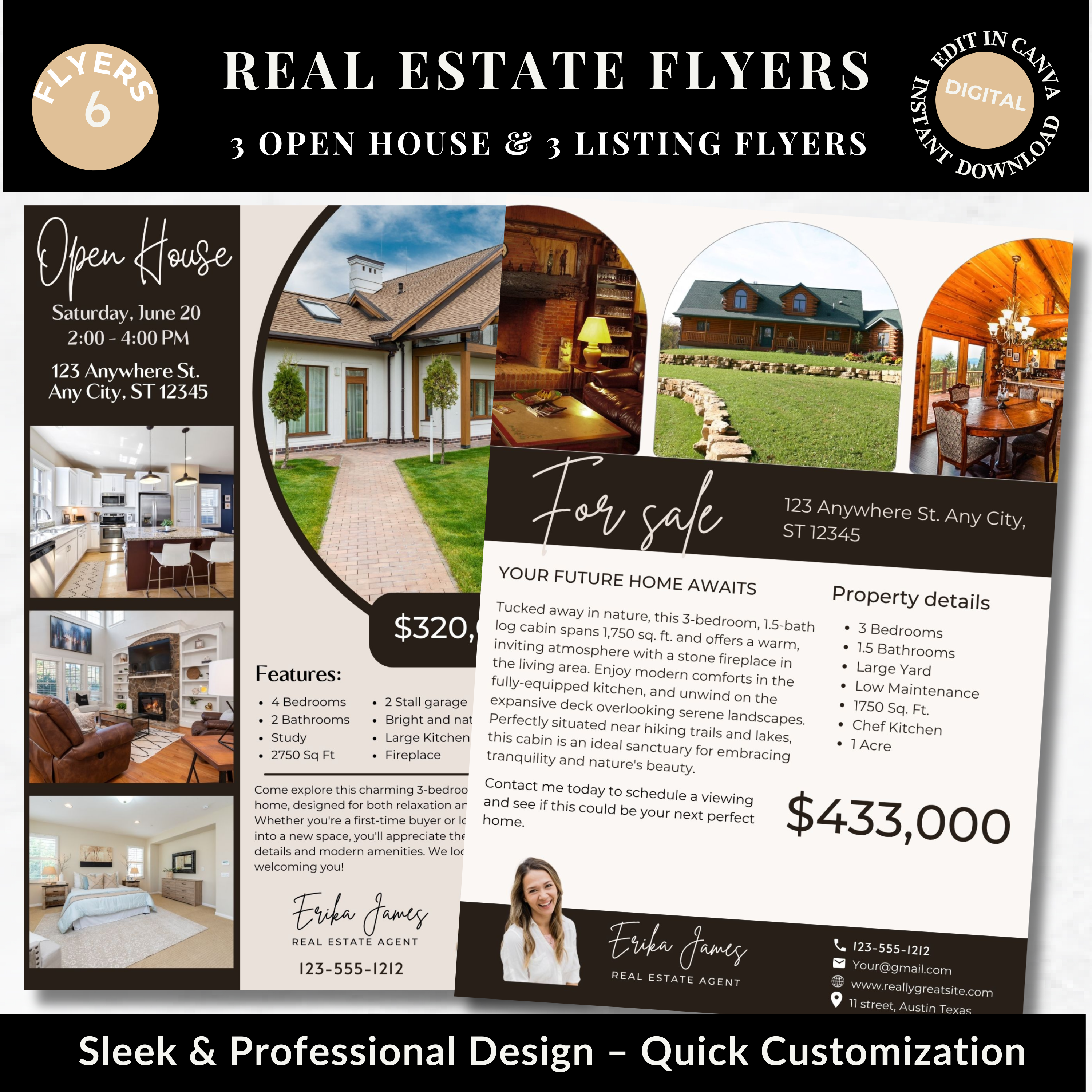 Real Estate Flyer Templates - Eye-Catching Open House & Home for Sale Flyers | Editable Canva Marketing Tools for Realtors