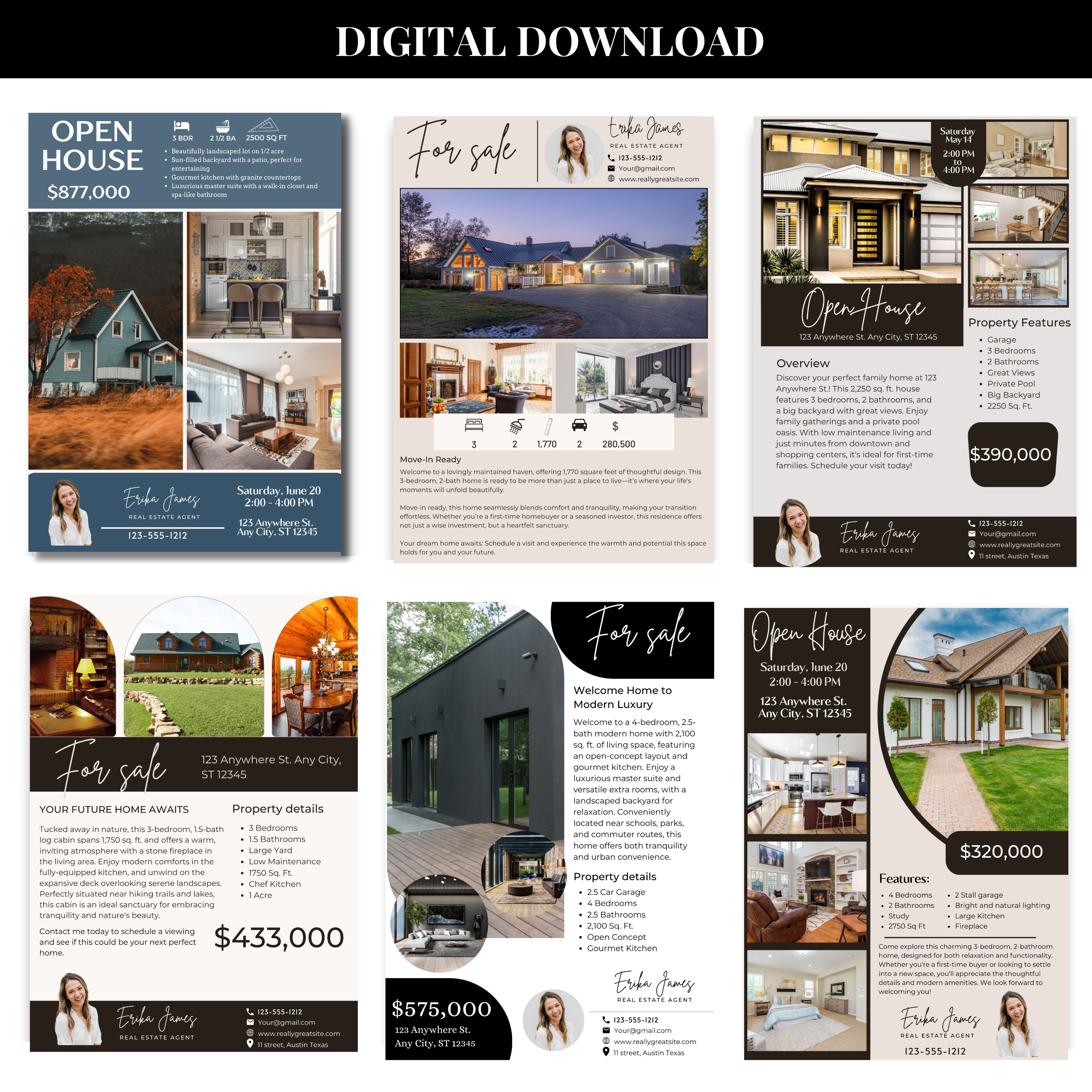 Real Estate Flyer Templates - Eye-Catching Open House & Home for Sale Flyers | Editable Canva Marketing Tools for Realtors