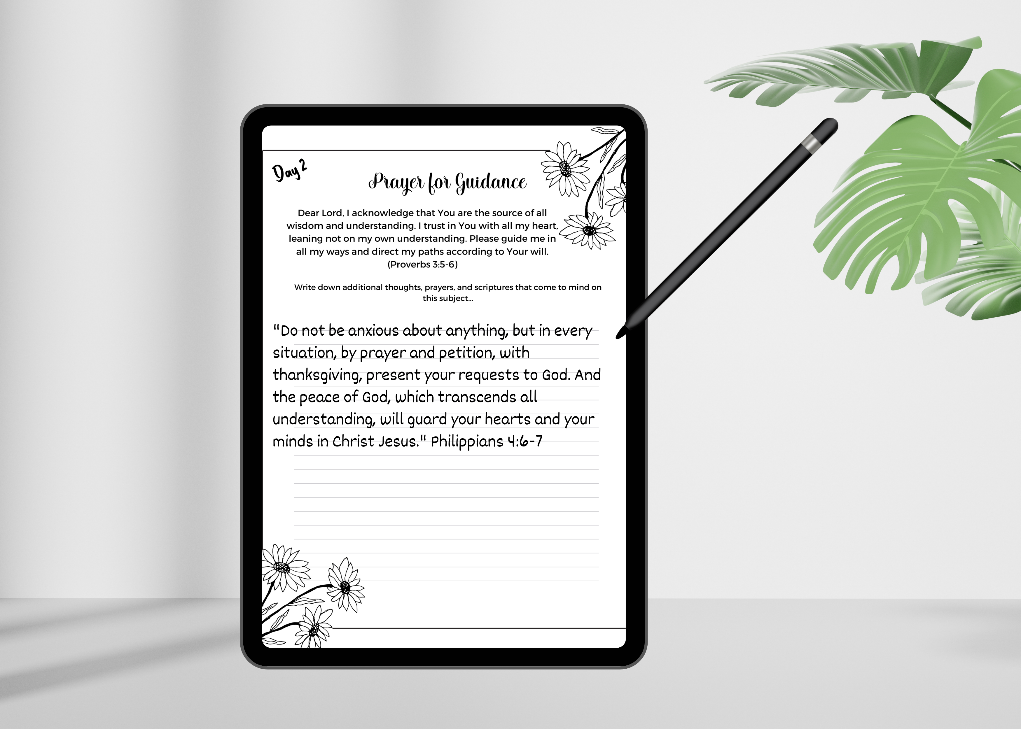 Screenshot of the Daily Prayer Journal being used on a tablet with Goodnotes, demonstrating its digital compatibility.