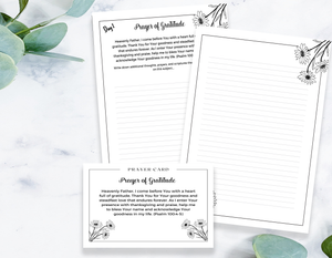Sample pages from the 30-day Daily Prayer Journal, showcasing scripture-based reflections and daily inspiration for women.