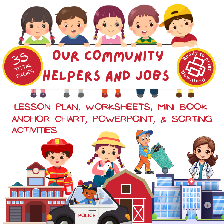 Community Helpers Worksheets – 35 Pages with Lesson Plan & Activities