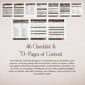 Printable Real Estate Checklists - Bundle: Printable real estate checklists displayed on a desk, showcasing their practicality and easy-to-use format for agents.