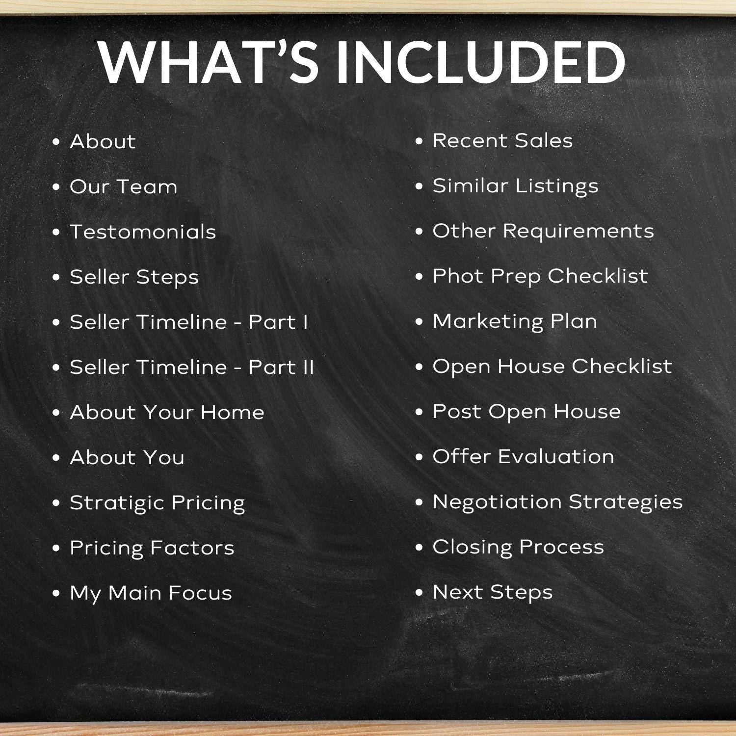 Lists what's included in comprehensive real estate listing presentation.