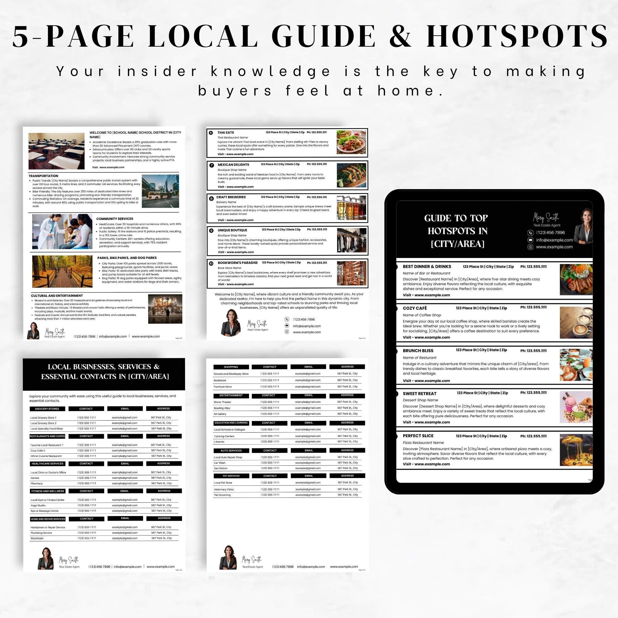 5 Page local guide and hotspots.