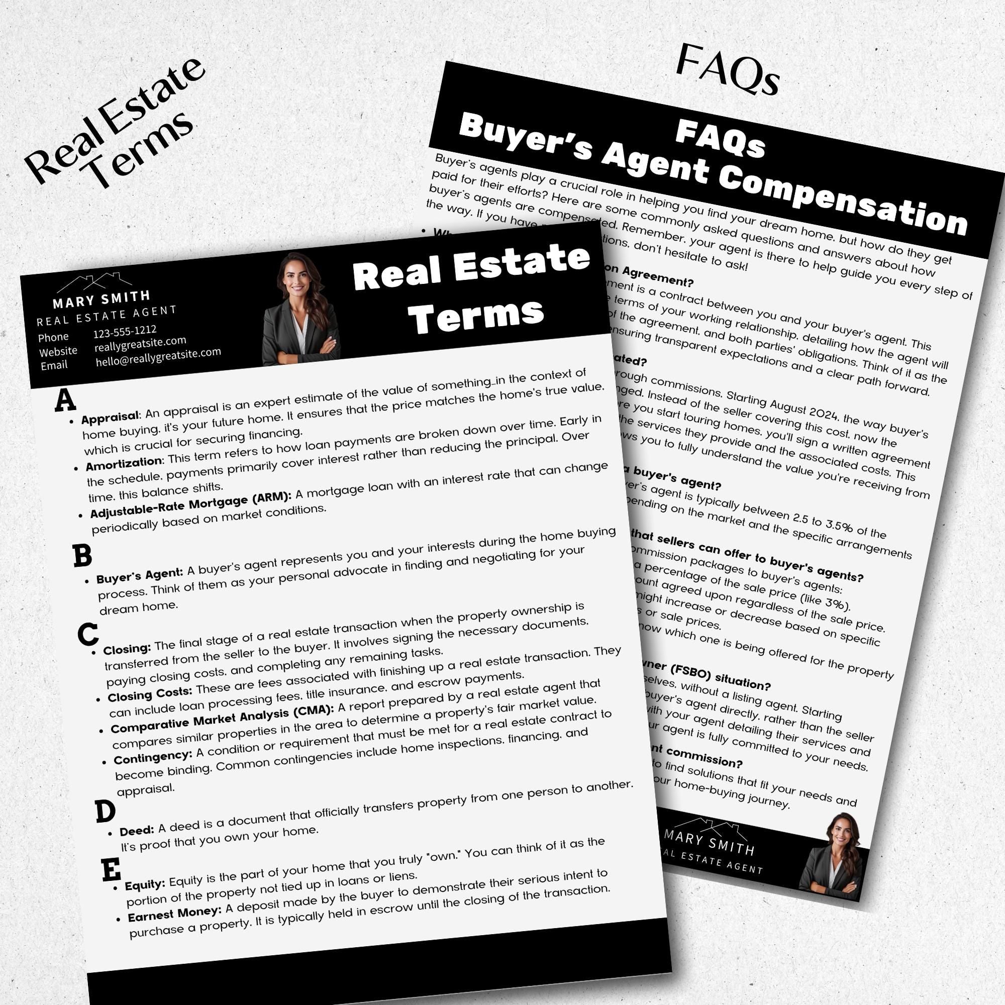Real Estate Terms and FAQ's on Buyer's Agent Compensation.