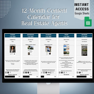Real Estate Social Media Template Social Media Calendar for Realtors Realtor Social Media Planner Real Estate Content Planner Real Estate Marketing Template Social Media Planning Tool Content Calendar Template