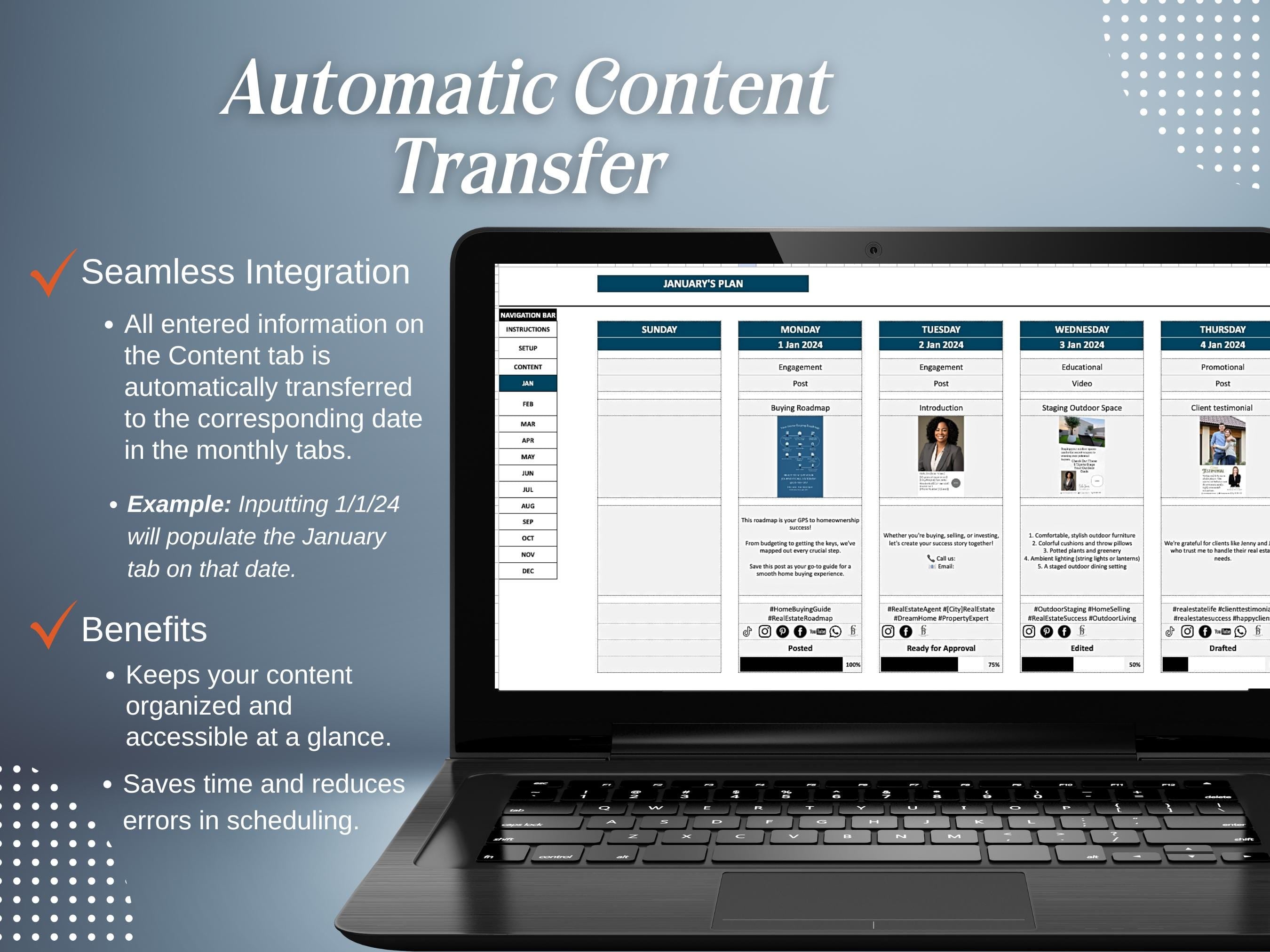 real estate social media template, social media calendar for realtors, real estate content planner, realtor social media planner