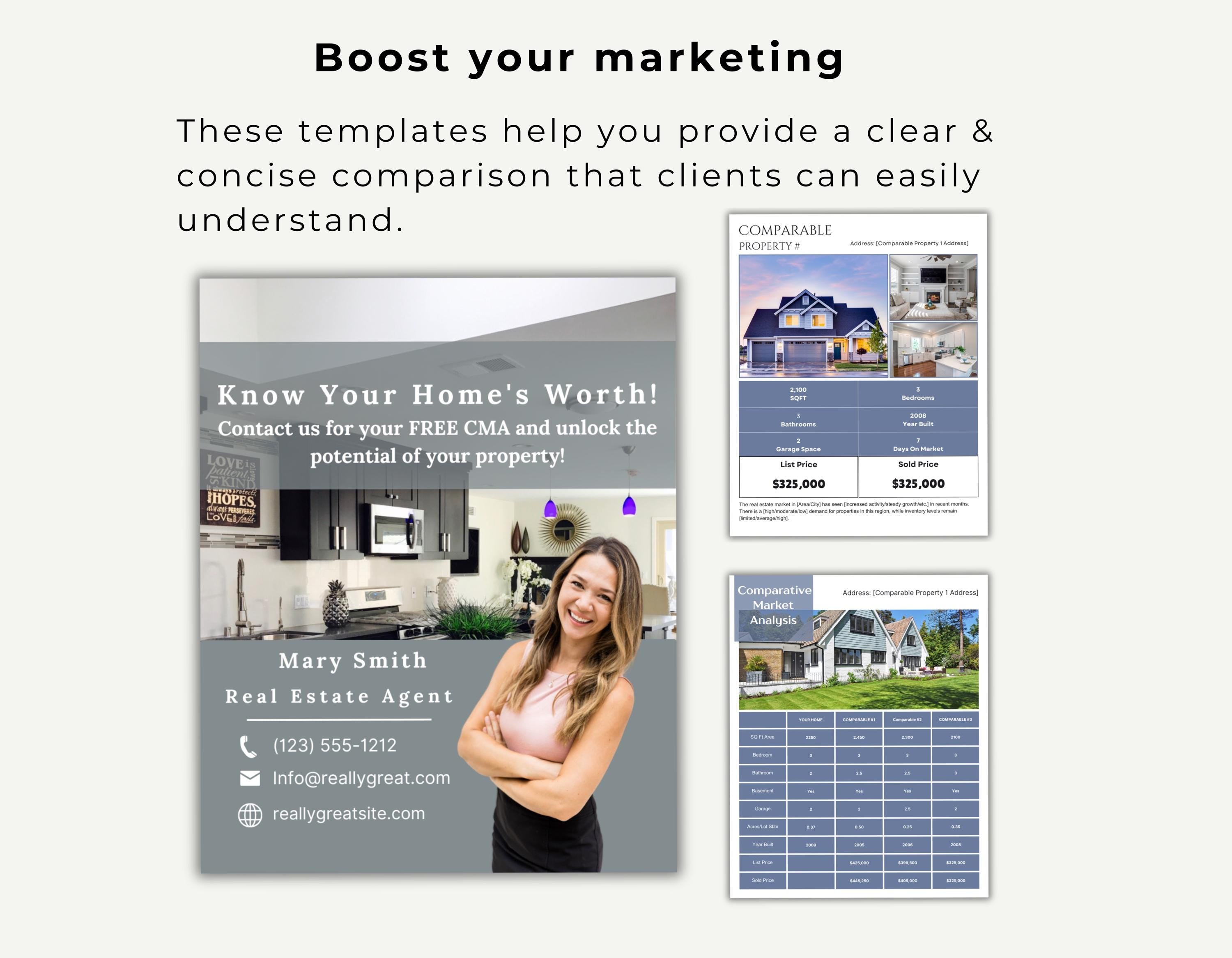 Real Estate Marketing Template Seller Meeting Materials Canva Real Estate Templates Real Estate Marketing Kit Property Analysis Templates Market Evaluation Templates Real Estate Pricing Analysis Professional CMA Templates