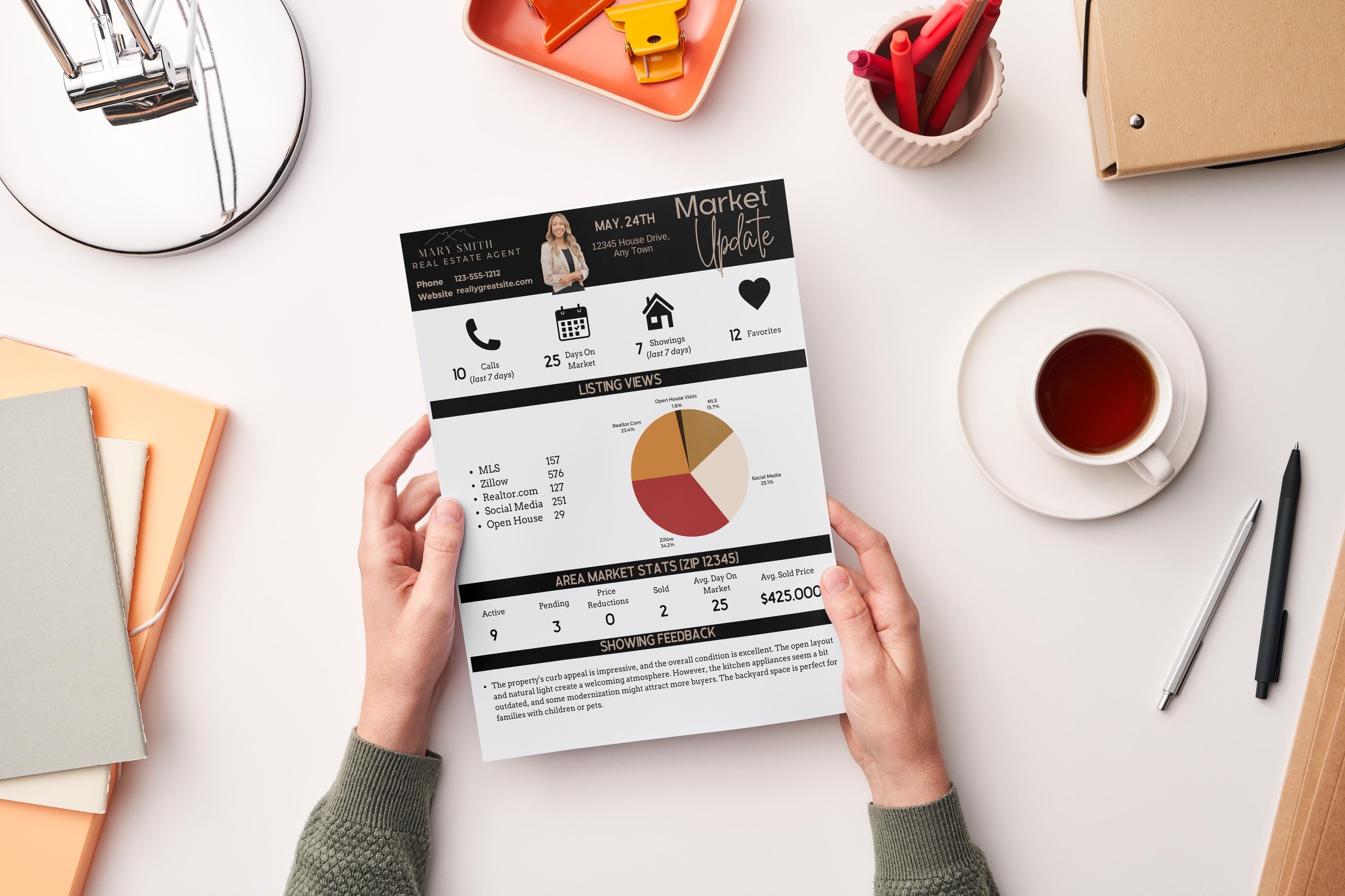 Editable Canva template for realtor client updates featuring professional and customizable designs.