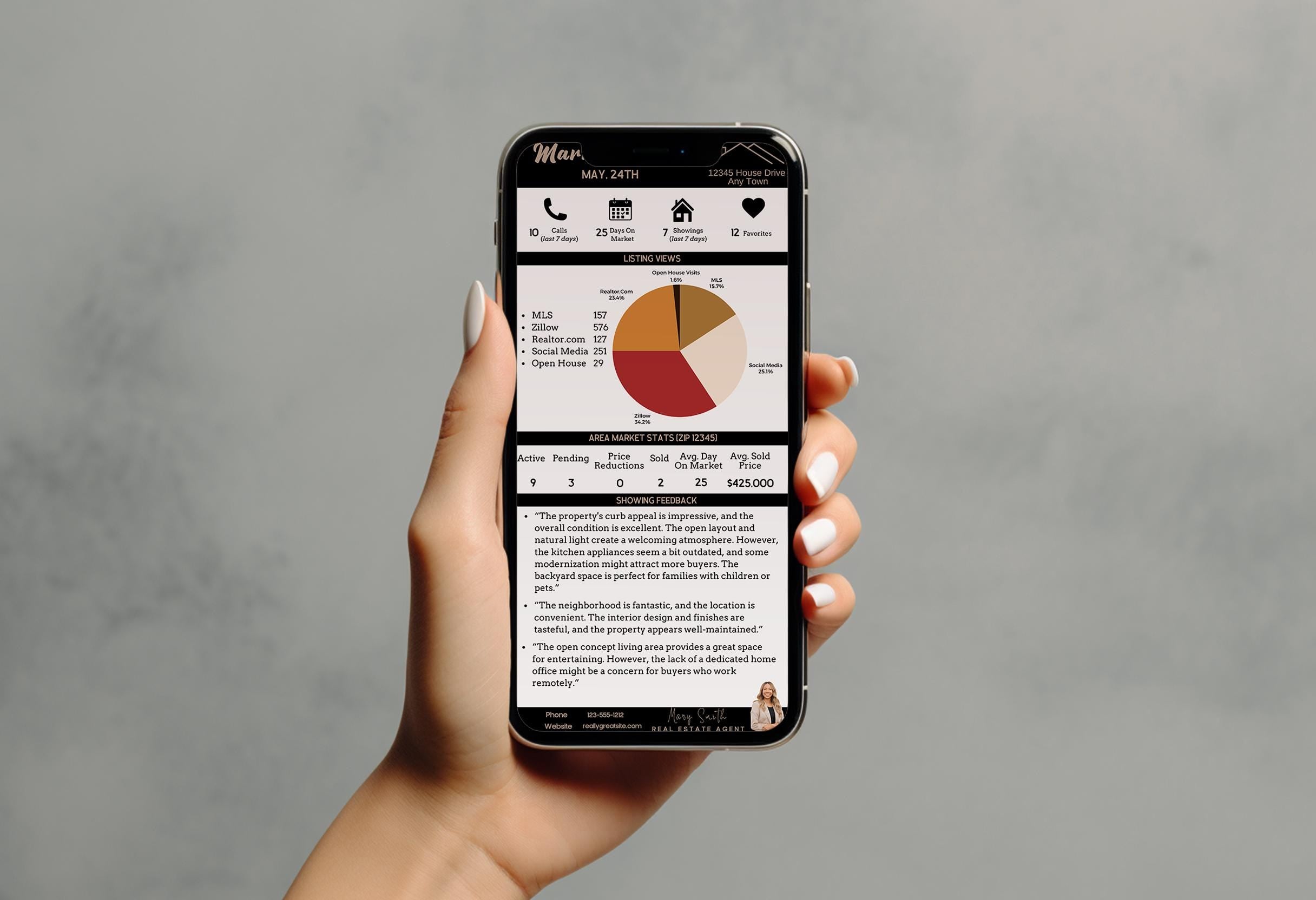 Instant download real estate marketing tool for weekly seller updates and market reports.