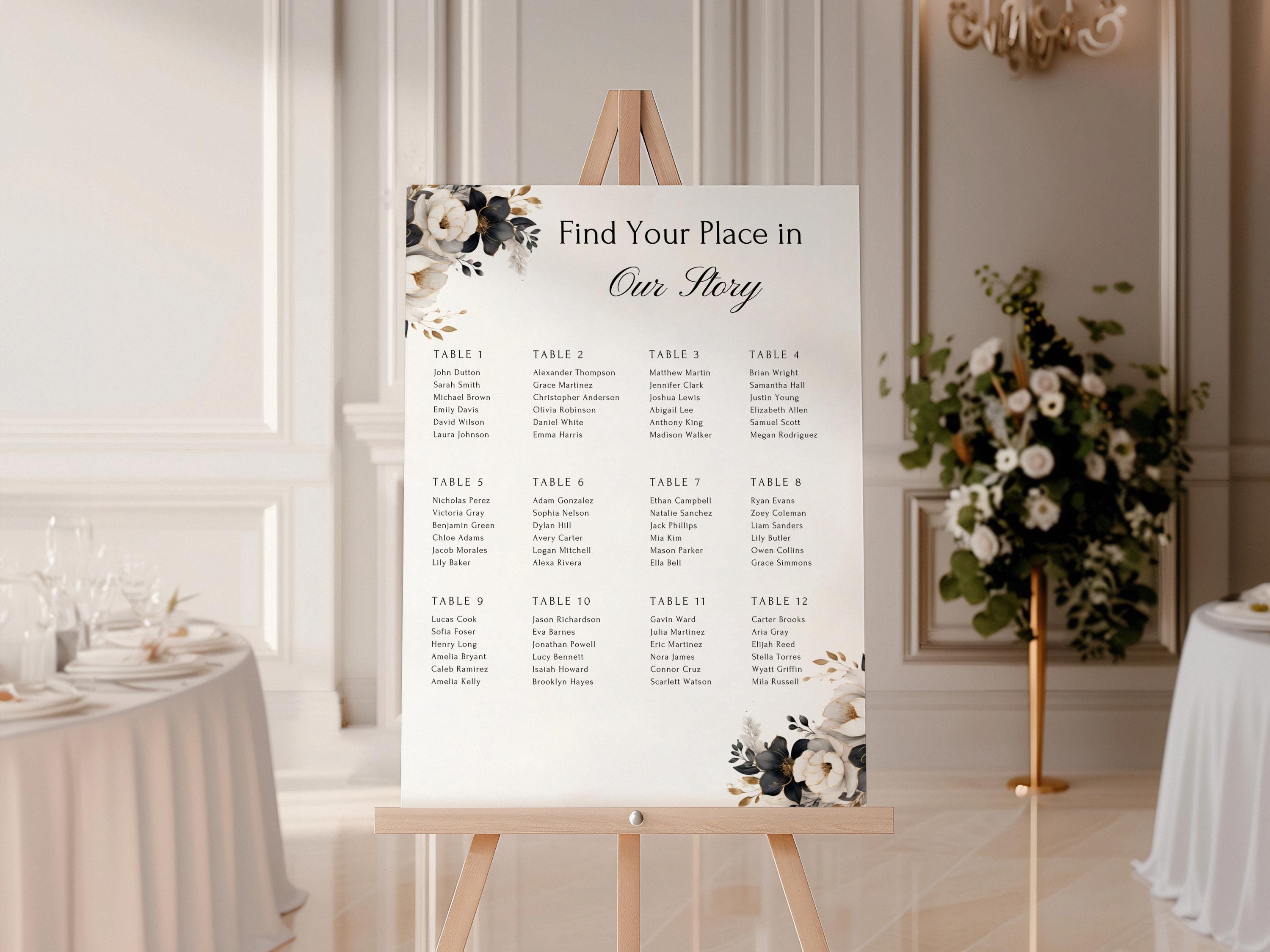 Customizable Wedding Invitation Set Black Cream Floral Design Digital Download Canva Templates for DIY Wedding Stationery