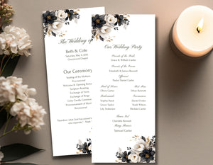 Floral Wedding Suite Black Cream Editable Canva Templates Save the Date Invitation RSVP Program DIY Printable Wedding Stationery