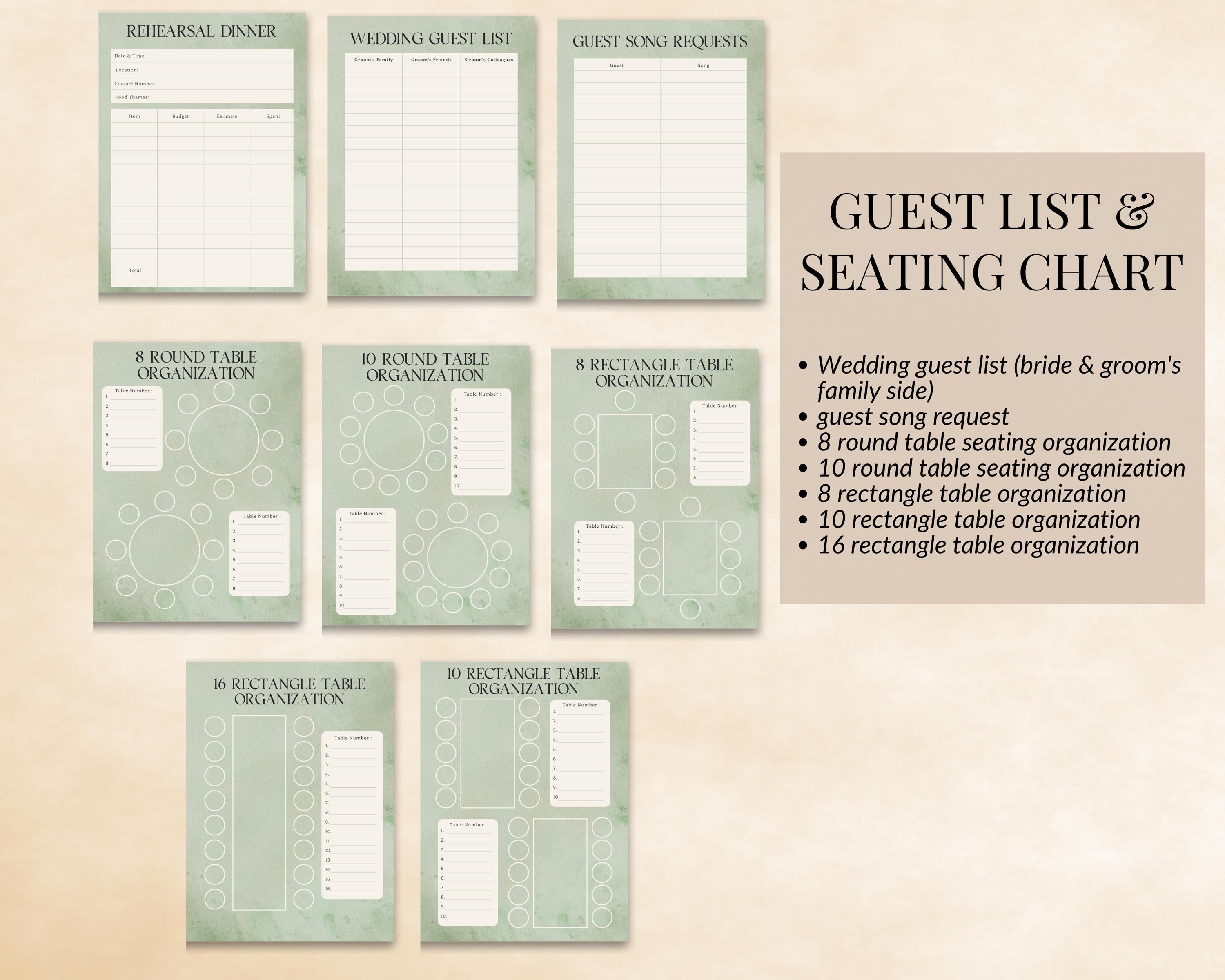 Printable Wedding Organizer Details for Planning and Scheduling
