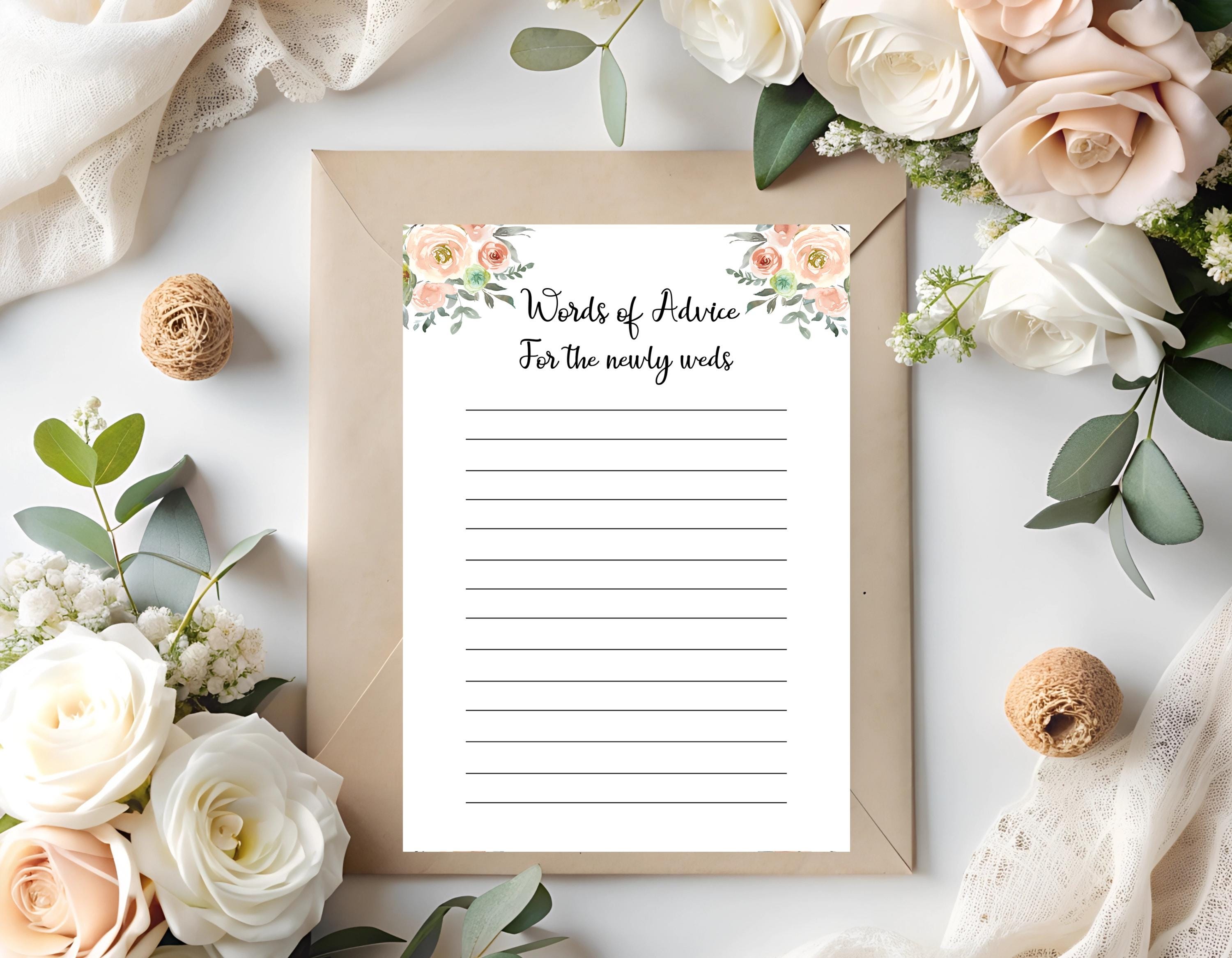 Printable Words of Advice for Newly weds
