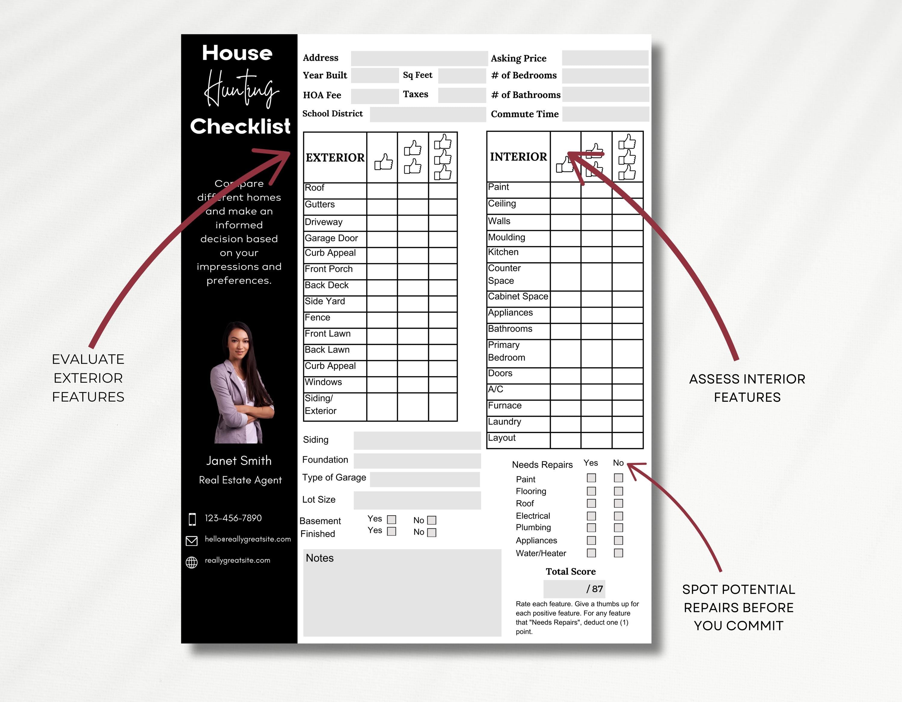 Real Estate Agent Tools Realtor Checklist Printable Checklist Home Buyer Checklist New Home Checklist House Hunting Planner Digital House Hunting Tools Canva Real Estate Template