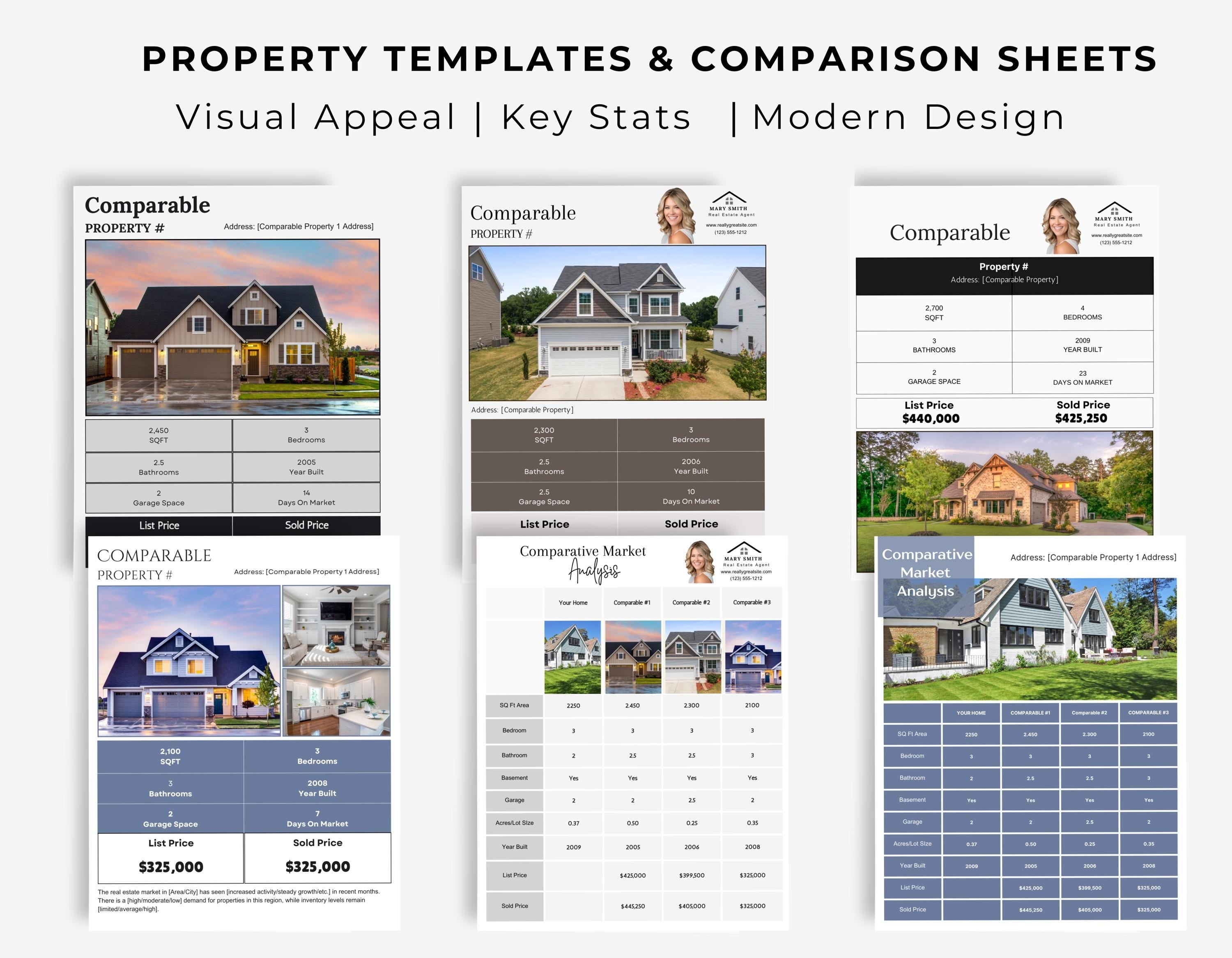 Comparative Market Analysis Templates CMA Templates Real Estate Marketing Materials Listing Presentation Templates Property Comparison Sheets Real Estate Agent Resources Canva Real Estate Templates Real Estate Marketing Kit