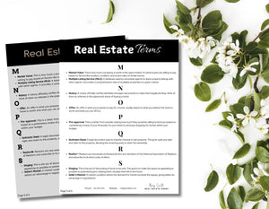 Comprehensive real estate terms guide featuring definitions and examples, designed to simplify complex jargon.