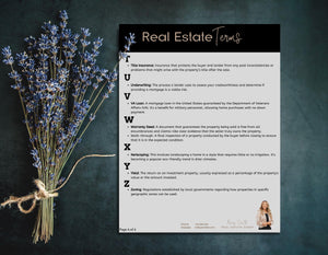 Printable real estate vocabulary guide with clear, client-friendly explanations of industry terms.