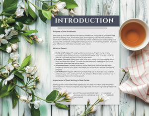 36-page real estate goal-setting guide for agents, including reflection prompts, action plan templates, and progress tracking tools.