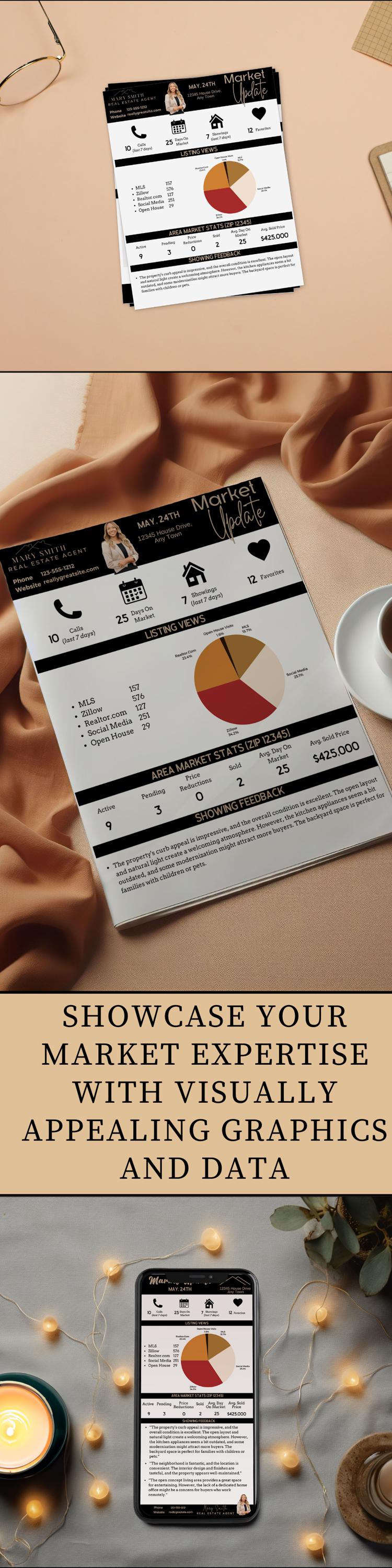 Customizable real estate seller market update template perfect for realtors and client presentations.