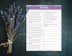 Overview page of the 21-day guided devotional, highlighting daily Bible verses, reflections, and prayer prompts for spiritual and healing growth.