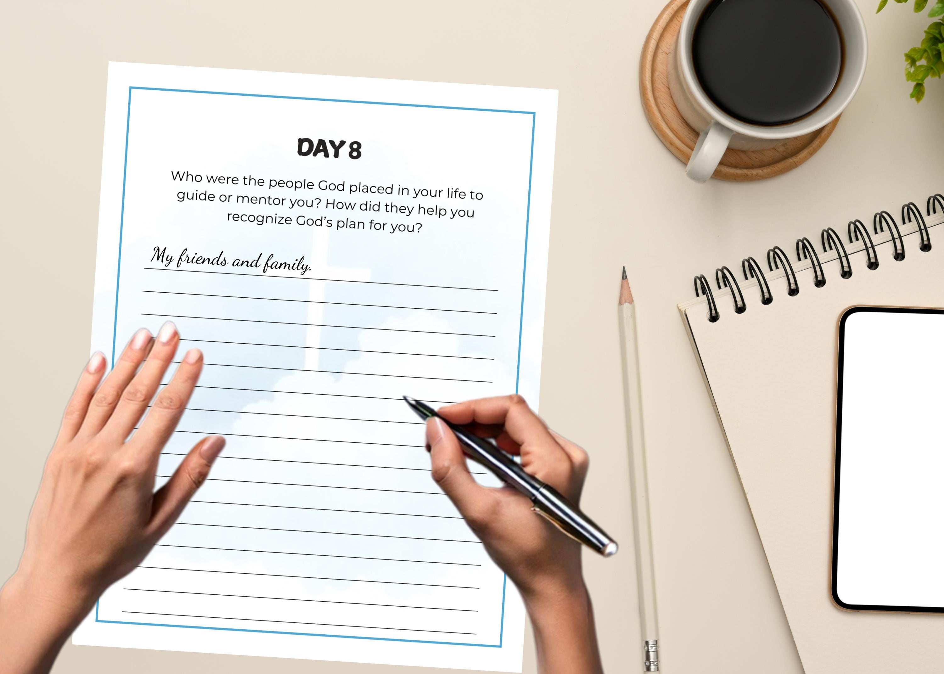 Instant PDF download of the Christian Prayer Journal displayed on a desktop screen.