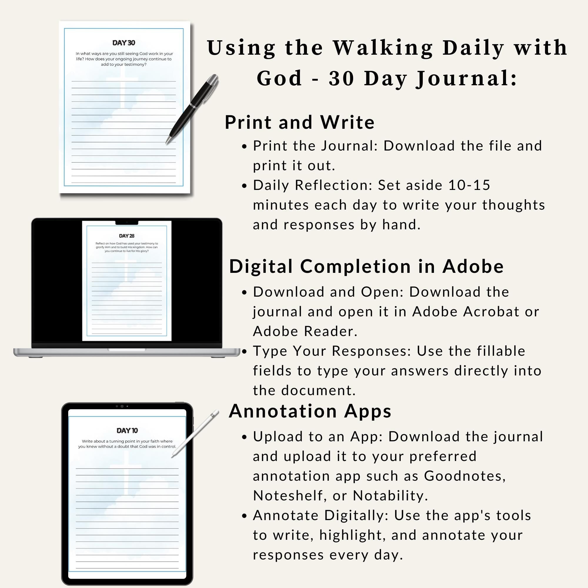 8.5 x 11-inch page size example of the Christian Prayer Journal Printable PDF for easy use and printing.