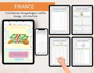 Cute aesthetic digital planner with hyperlinked pages for seamless navigation, ideal for iPad and Android devices.
