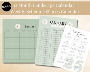 Printable Wedding Organizer with Green Aesthetic and 97 Pages of Planning Tools