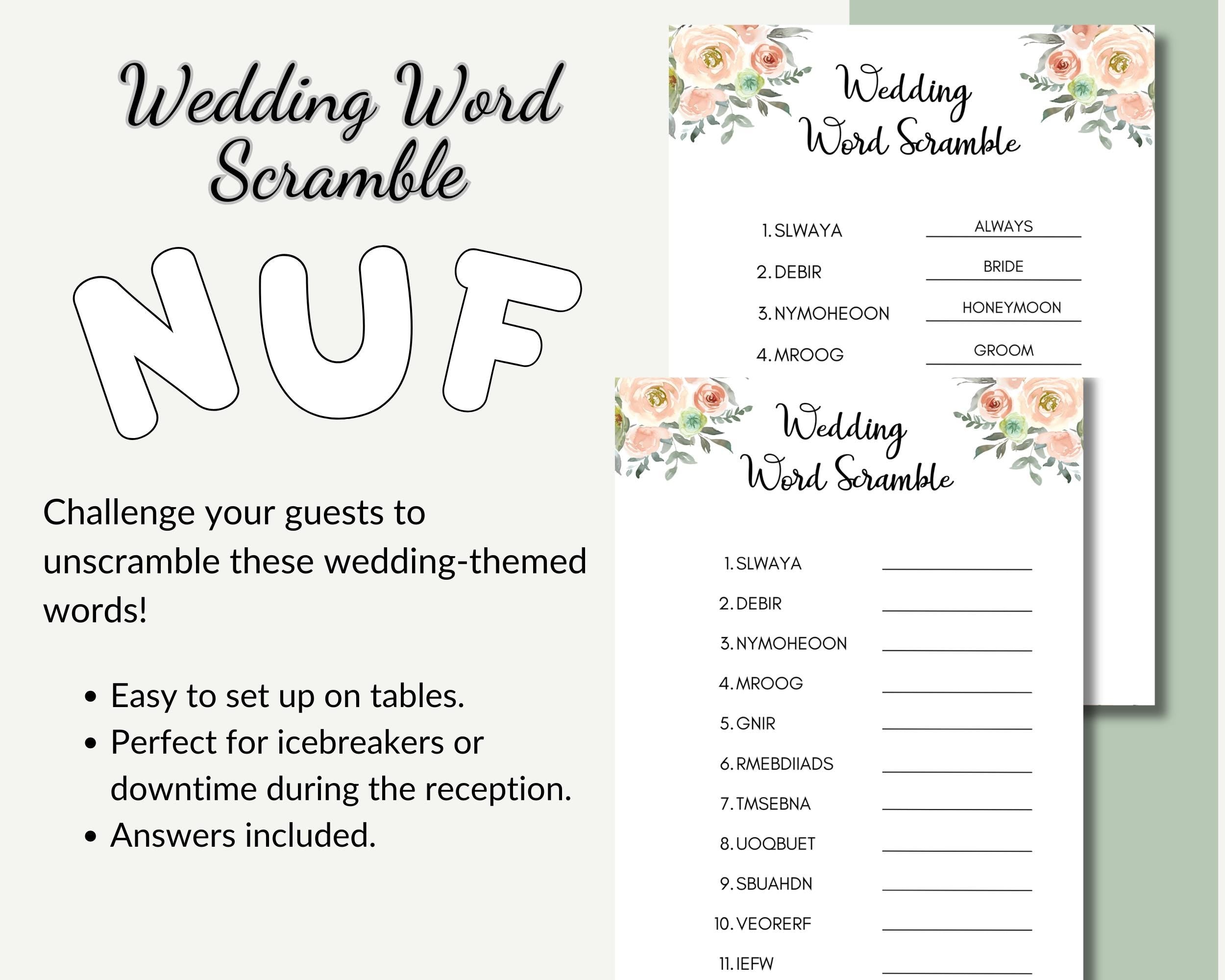 Printable Wedding Games