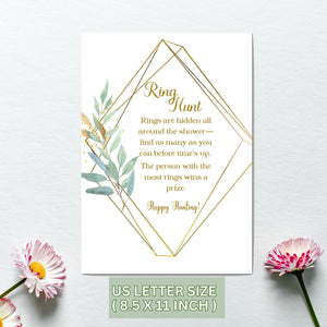 Green and gold themed bridal shower game printable for instant download.