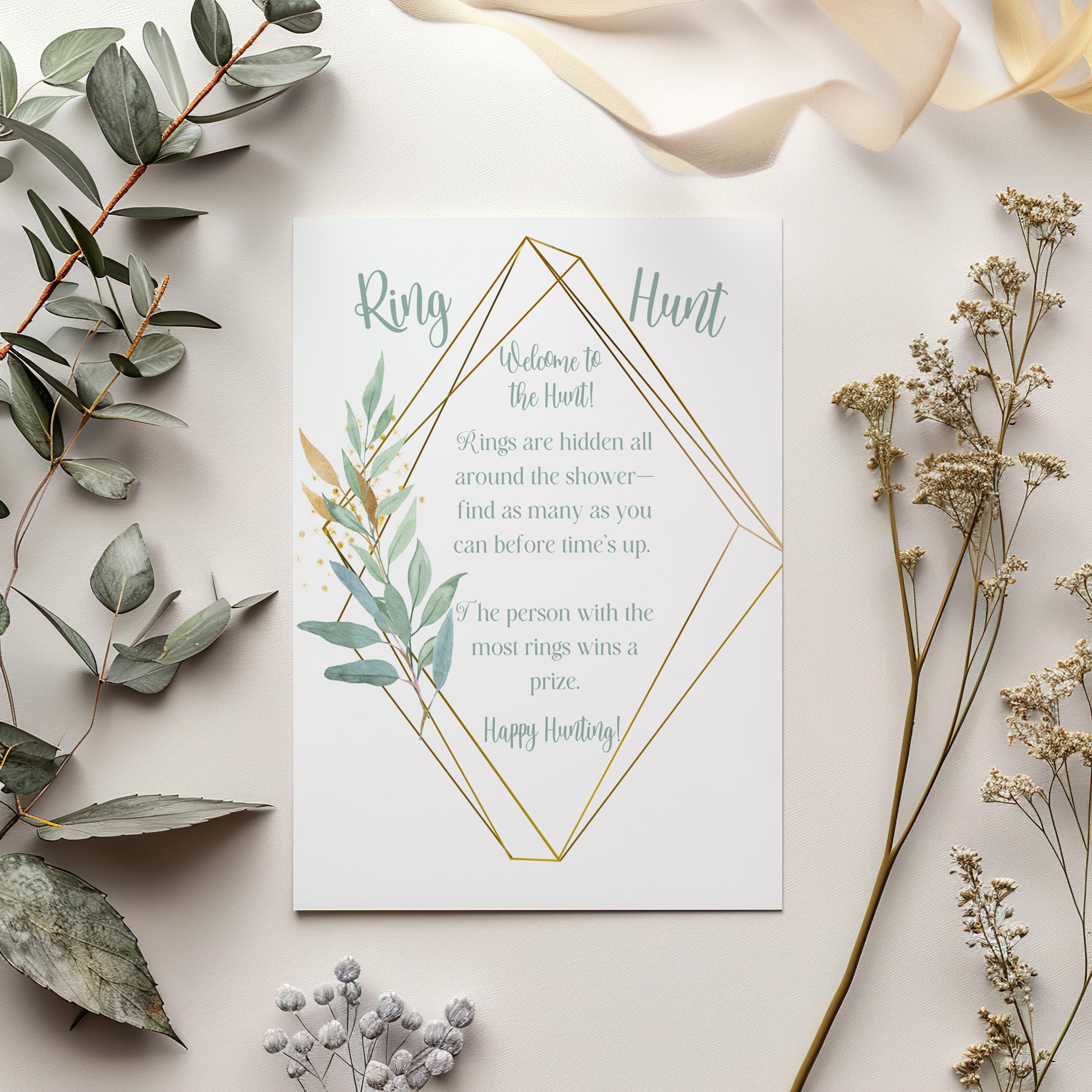 Set of three Ring Hunt game designs in gold and green variations.