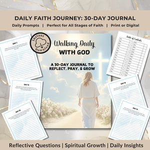Cover of the Christian Prayer Journal Printable PDF β a 30-day devotional planner for Bible study and prayer.