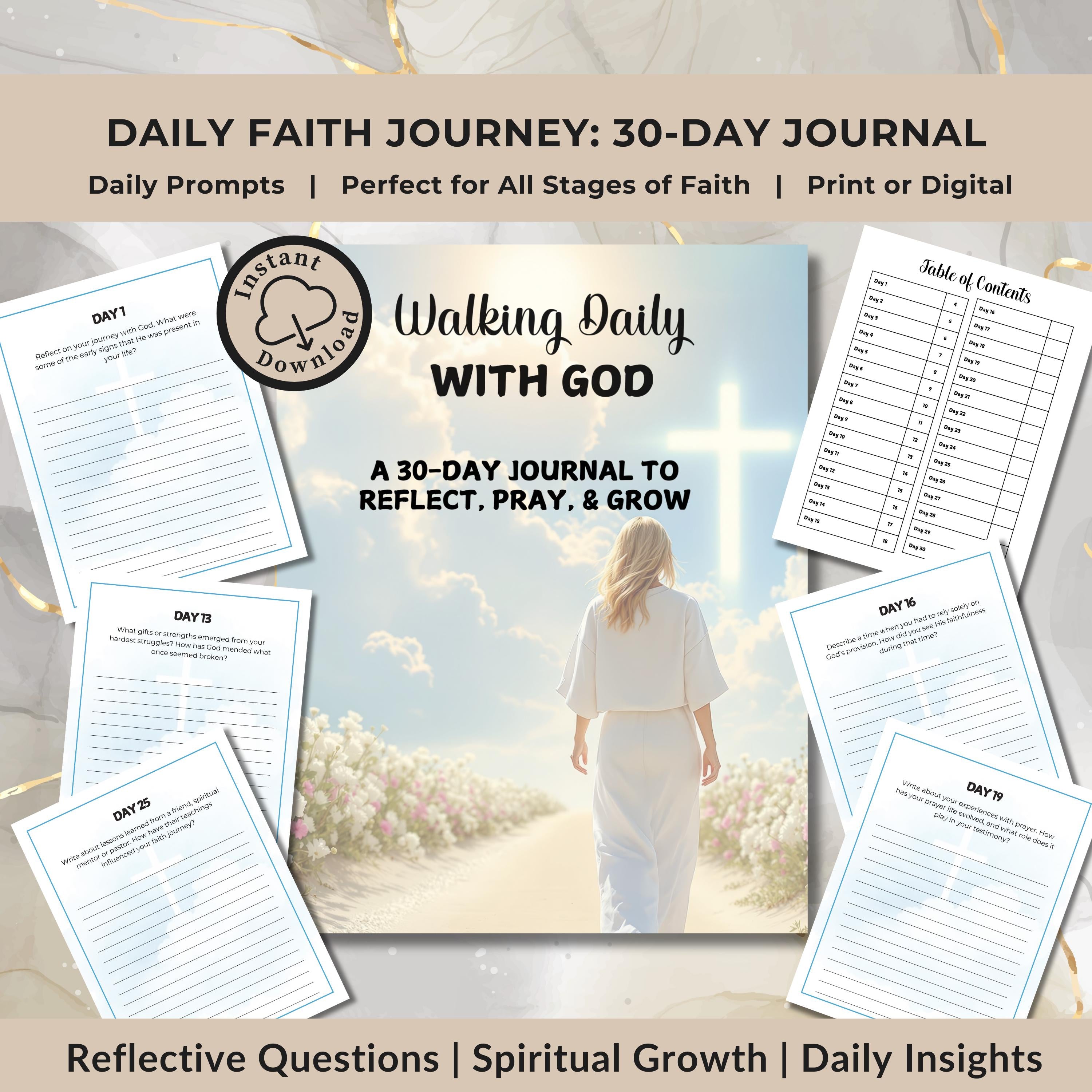 Cover of the Christian Prayer Journal Printable PDF β a 30-day devotional planner for Bible study and prayer.