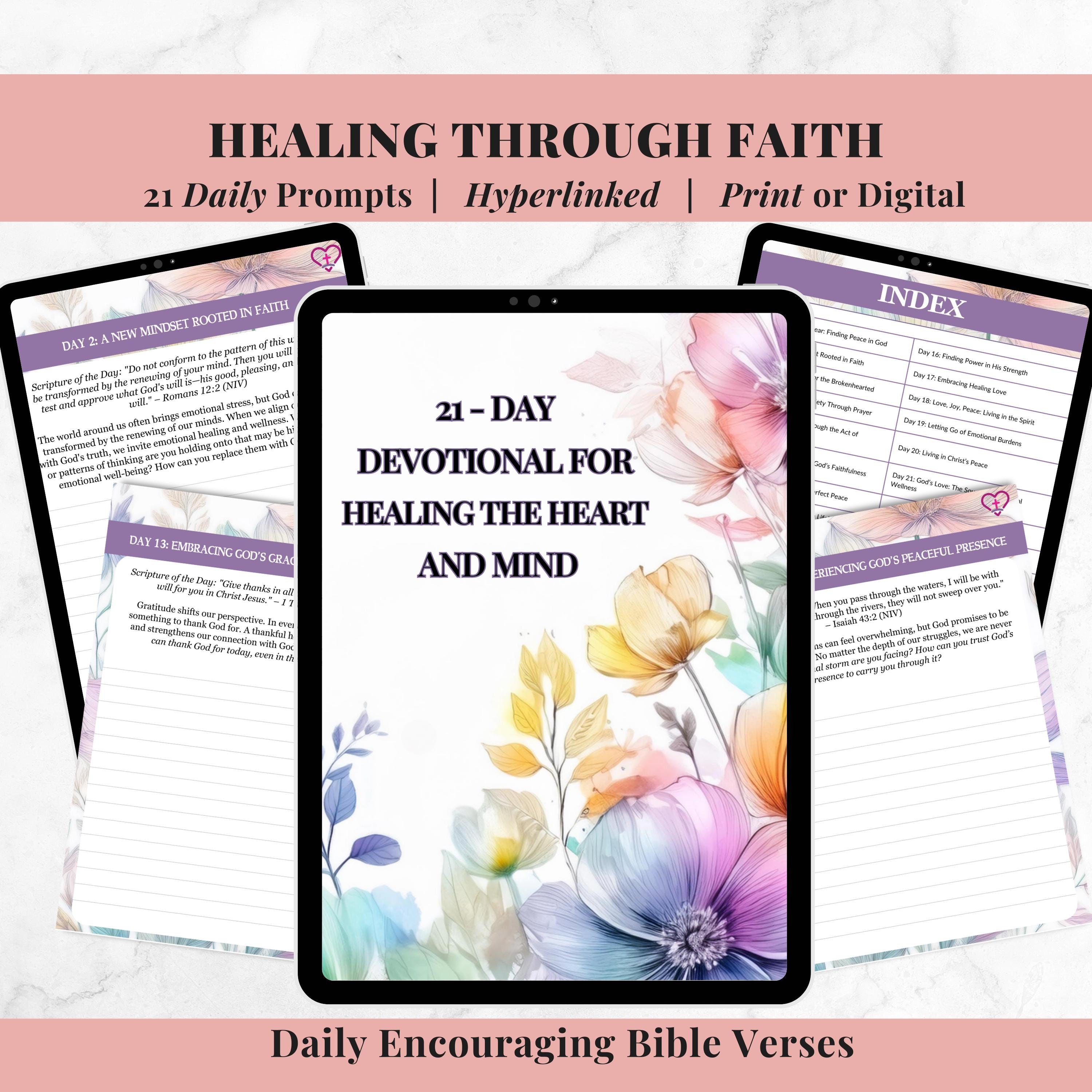 Cover of the Faith-Based Healing Devotional Printable Journal and Digital Download, featuring a serene design with spiritual and healing elements.