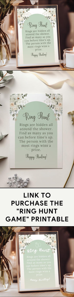 Unique bridal shower party game with a green floral printable design.
