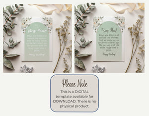 Digital download bridal shower game featuring a ring hunt activity.