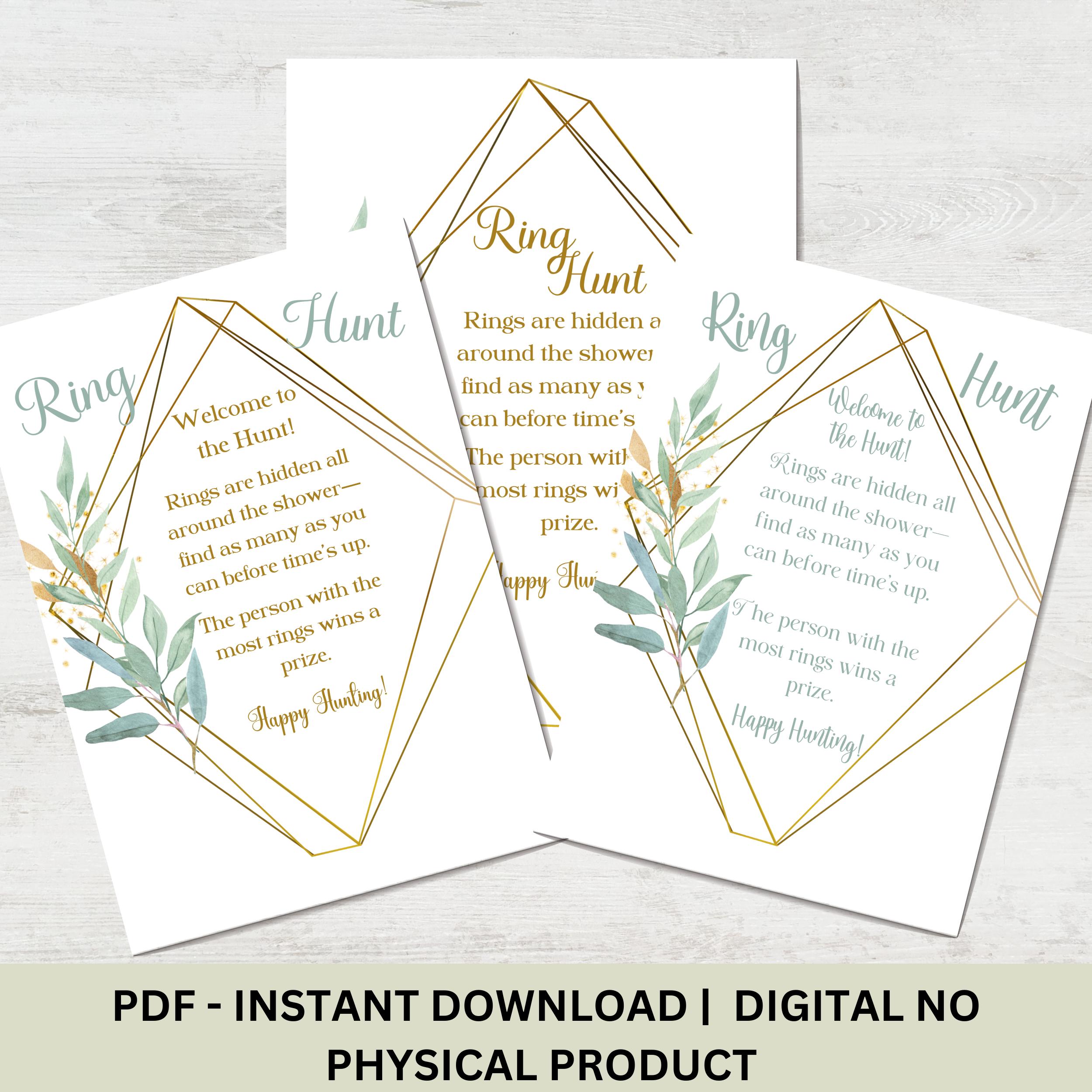 Close-up of Ring Hunt game card with floral design details.