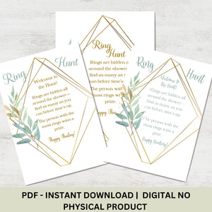 Close-up of Ring Hunt game card with floral design details.