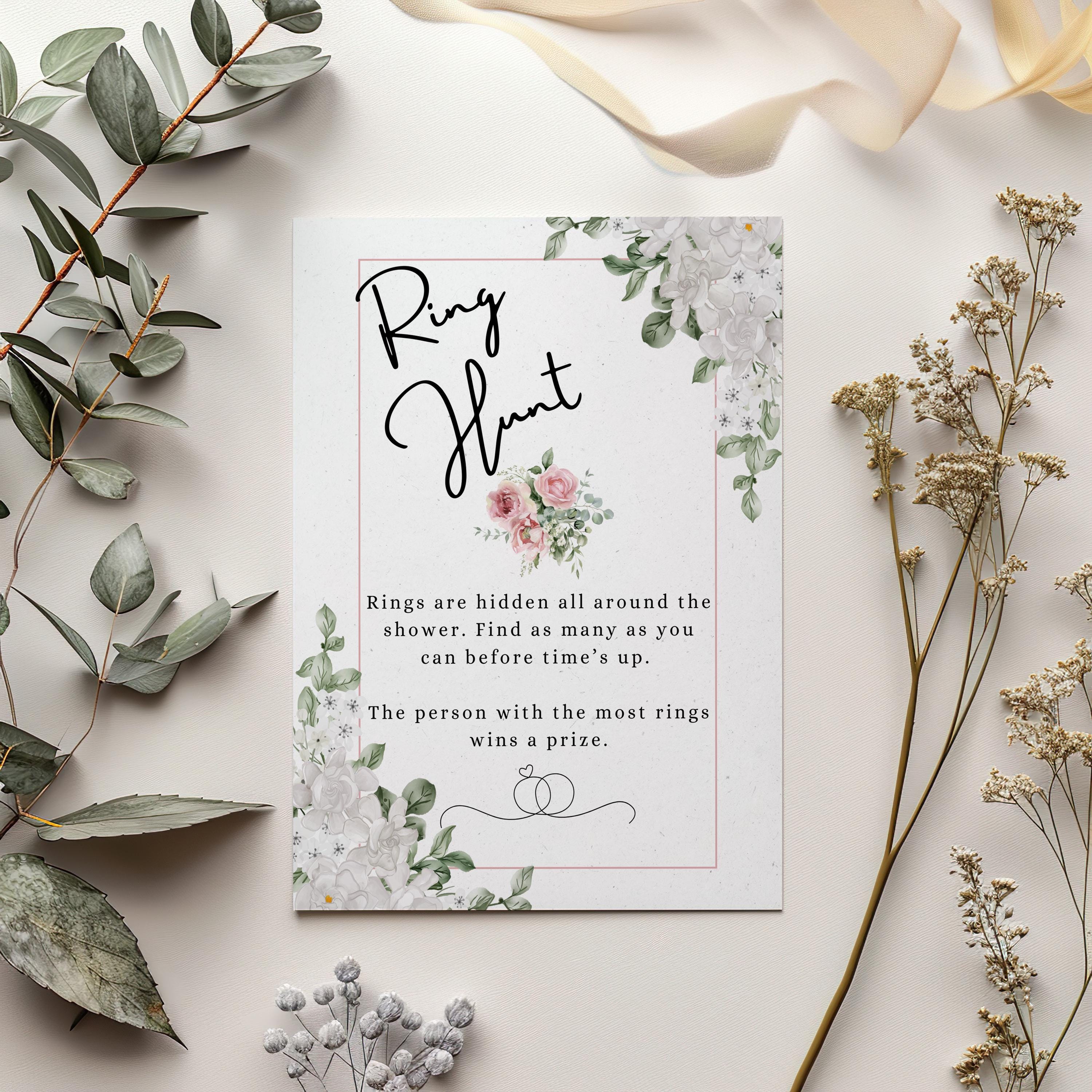 Bridal shower ring hunt game for ladies with elegant theme.